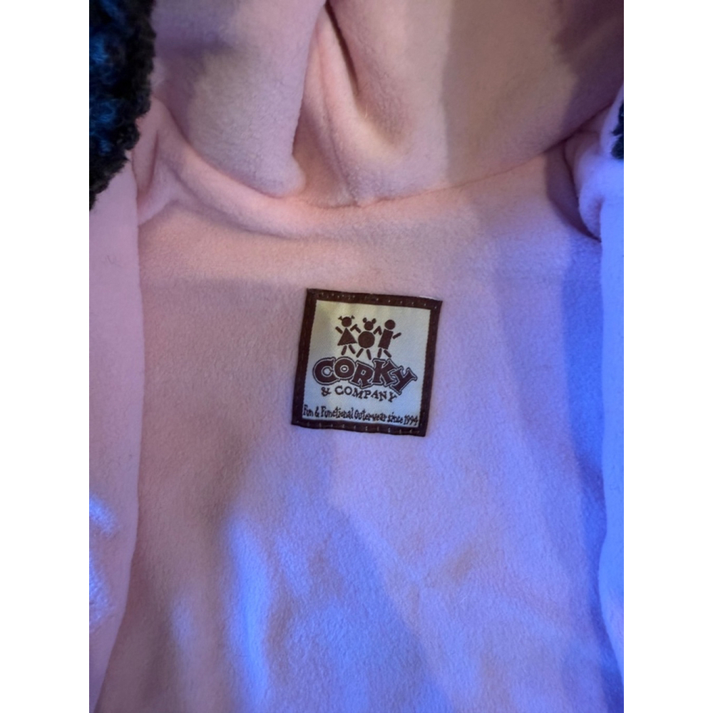 Girls Corky & Company Jacket Pink Green SM 0-3 m but fits more like 6-9 m - Picture 3 of 8